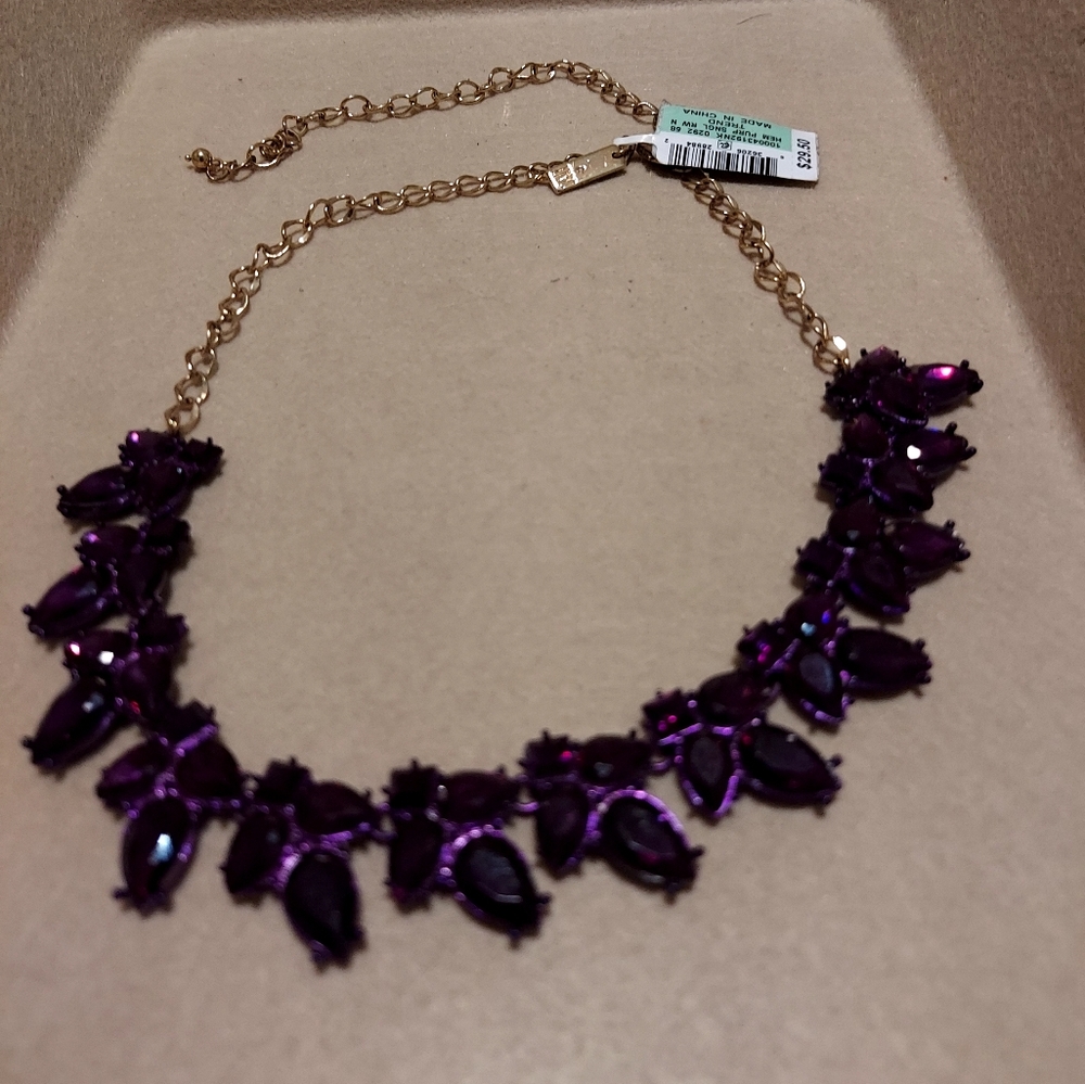 INC NEW WITH TAGS Purple Glass Gemstone Statement Necklace